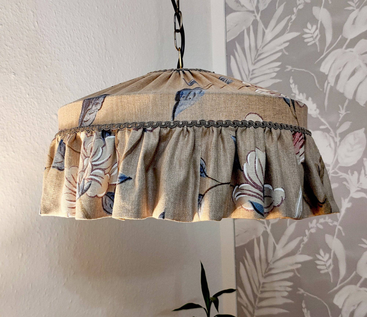 Handstitched raw silk lampshade