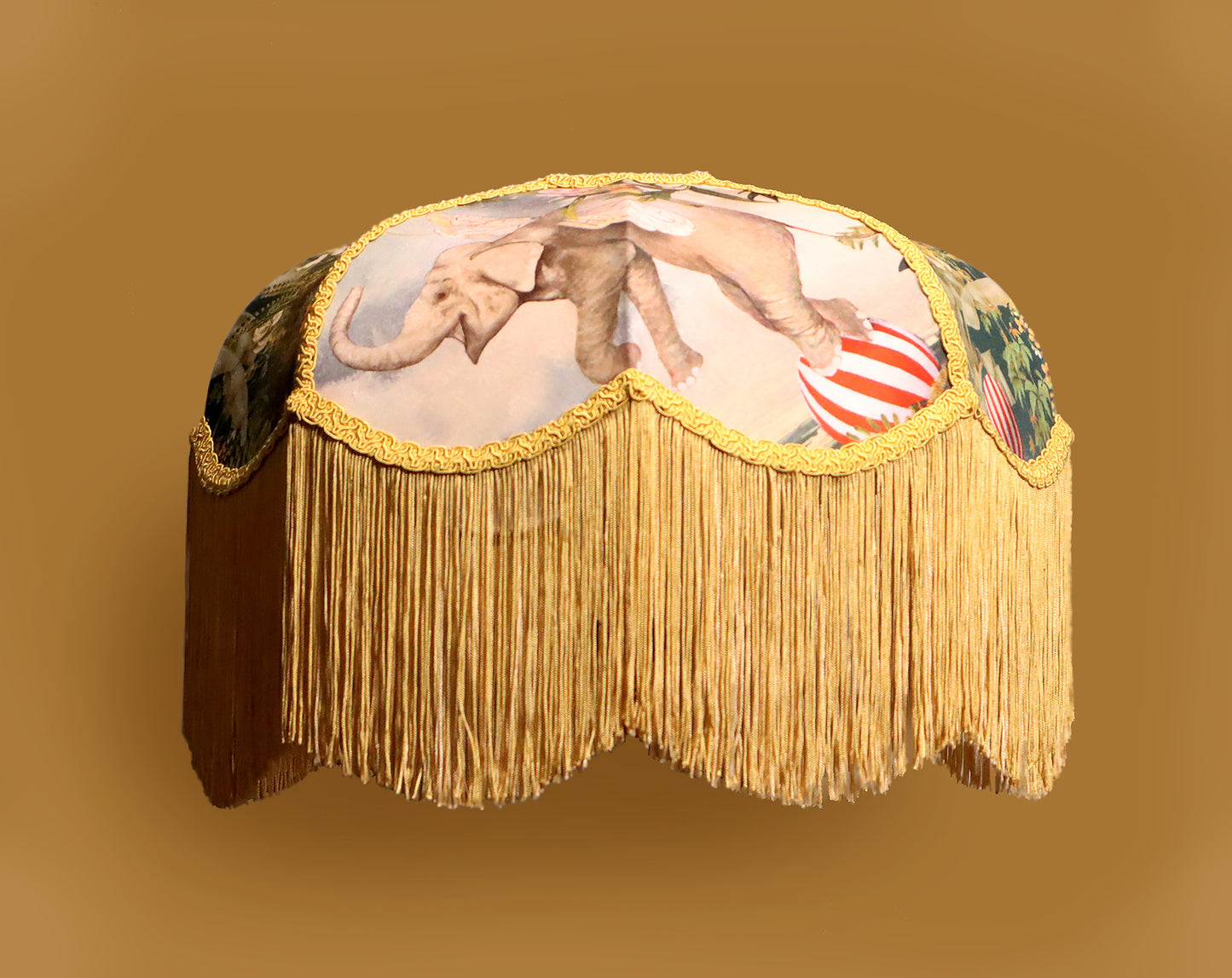 Printed Fringed Elephant Lampshade - MariaMarabellashades