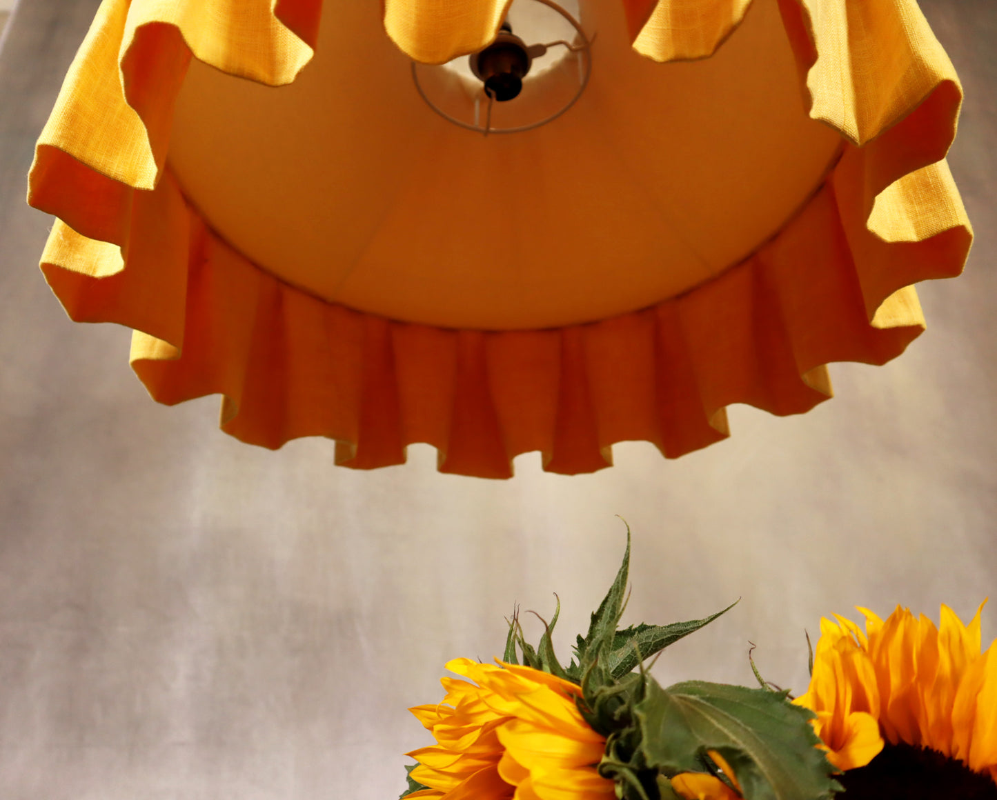Sunflower linen lampshade rustic style - MariaMarabellashades