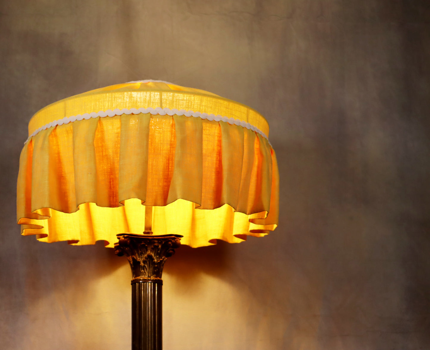 Sunflower linen lampshade rustic style - MariaMarabellashades