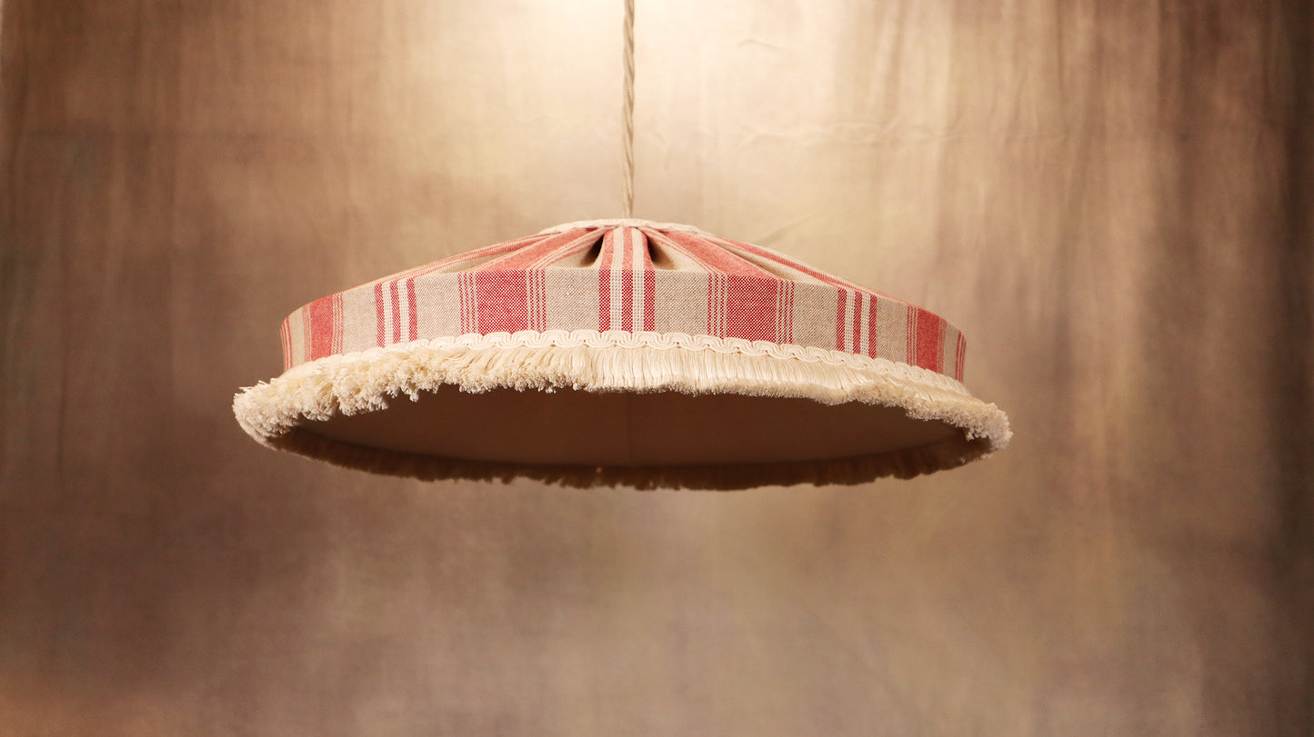 Red stripe lampshade for table or ceiling light - MariaMarabellashades