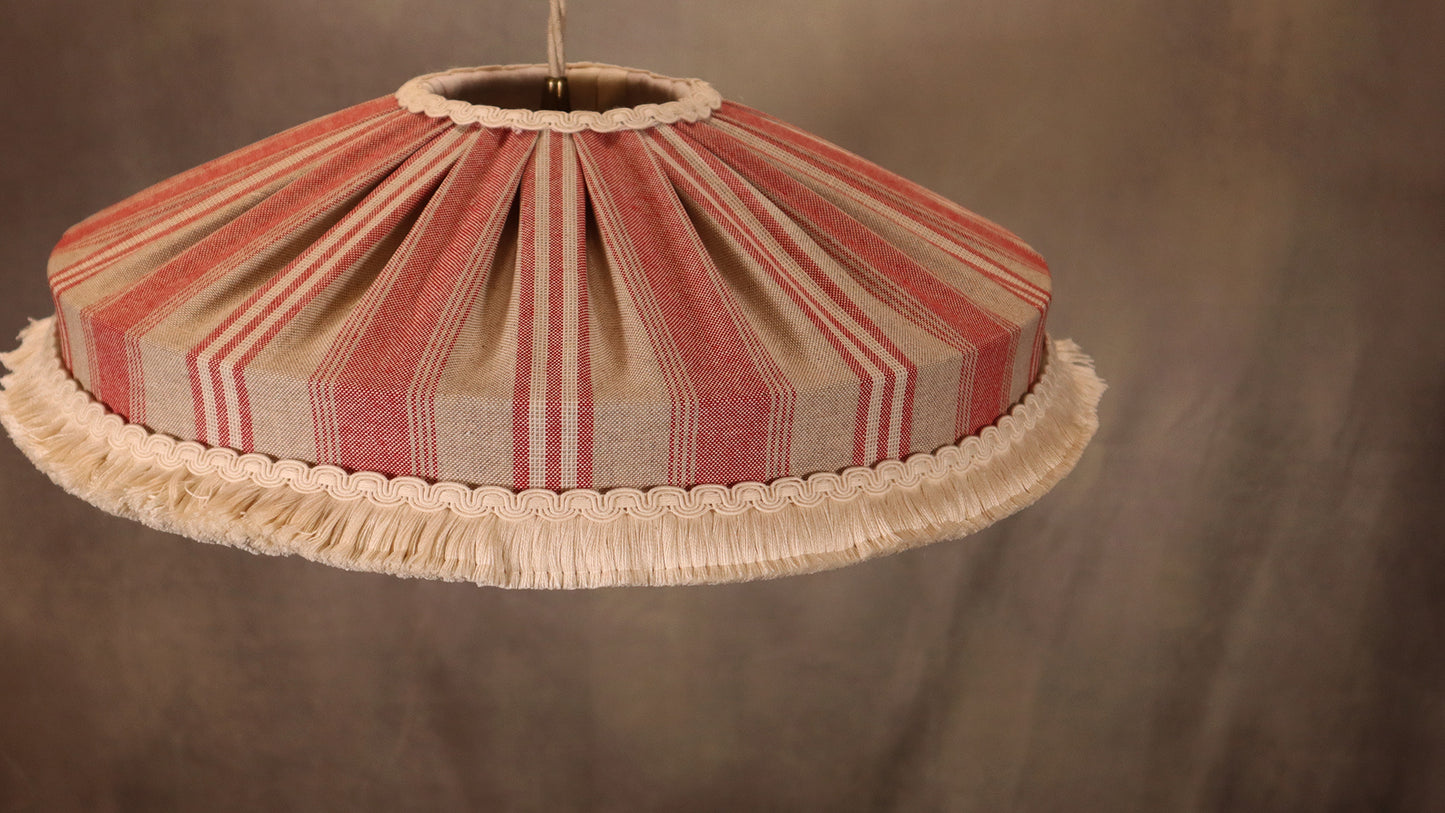 Handmade red striped rustic lampshade UK - MariaMarabellashades