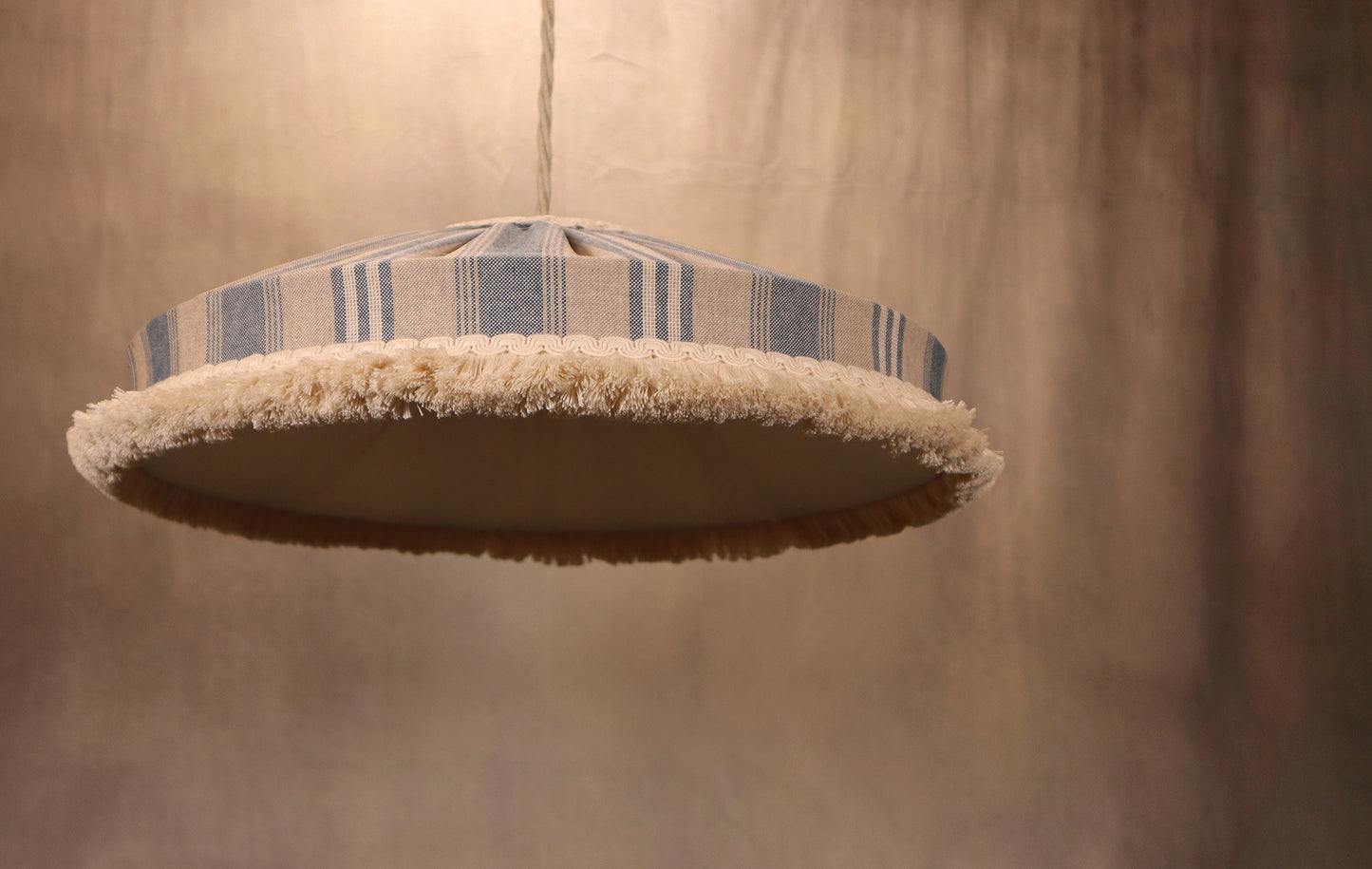 Blue stripe lampshade for table or ceiling light - MariaMarabellashades