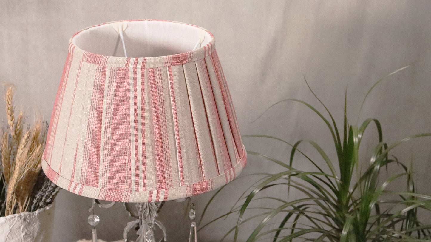 Red Harvard stripes Pleated Lampshade, rustic style - MariaMarabellashades