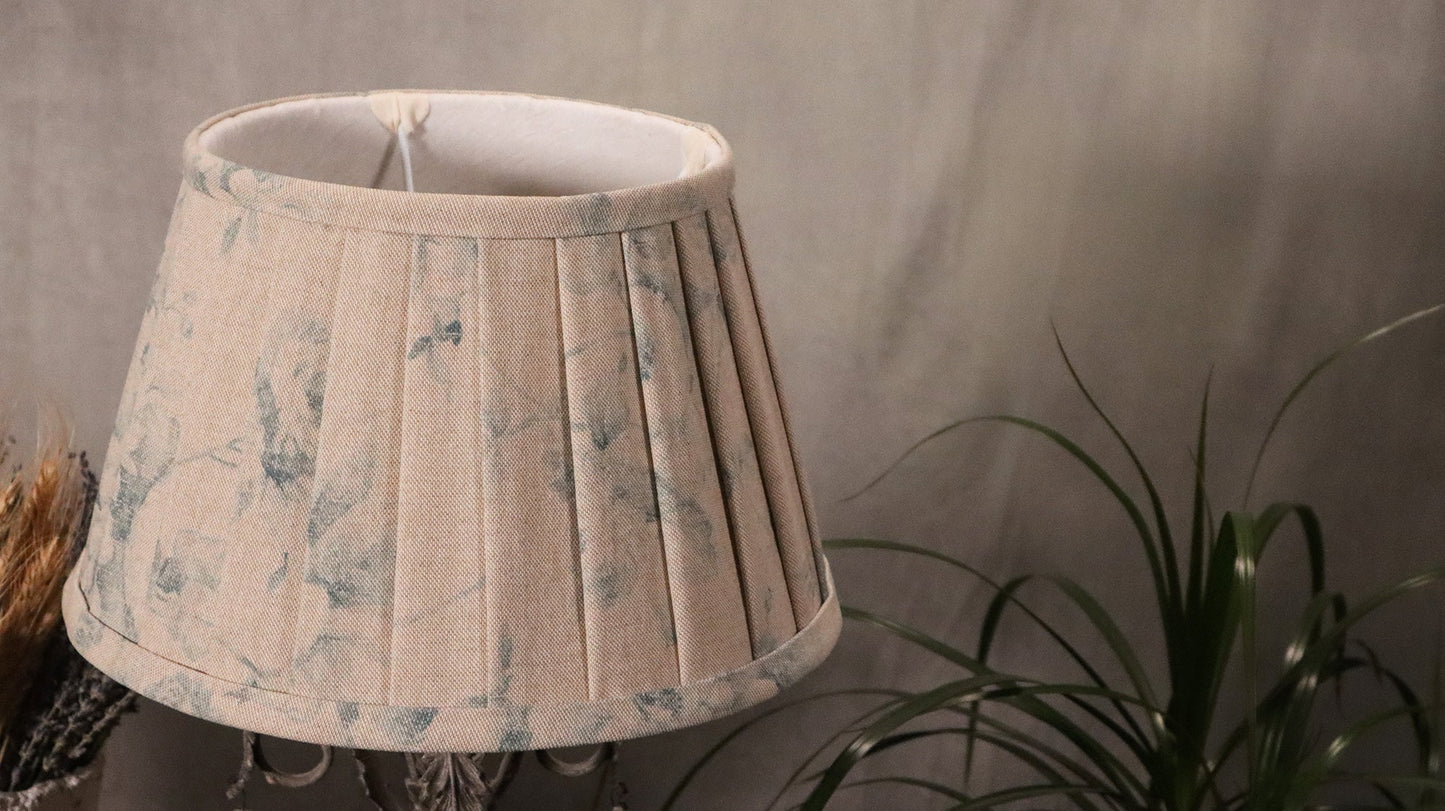 Blue faded roses pleated Lampshades, rustic style - MariaMarabellashades