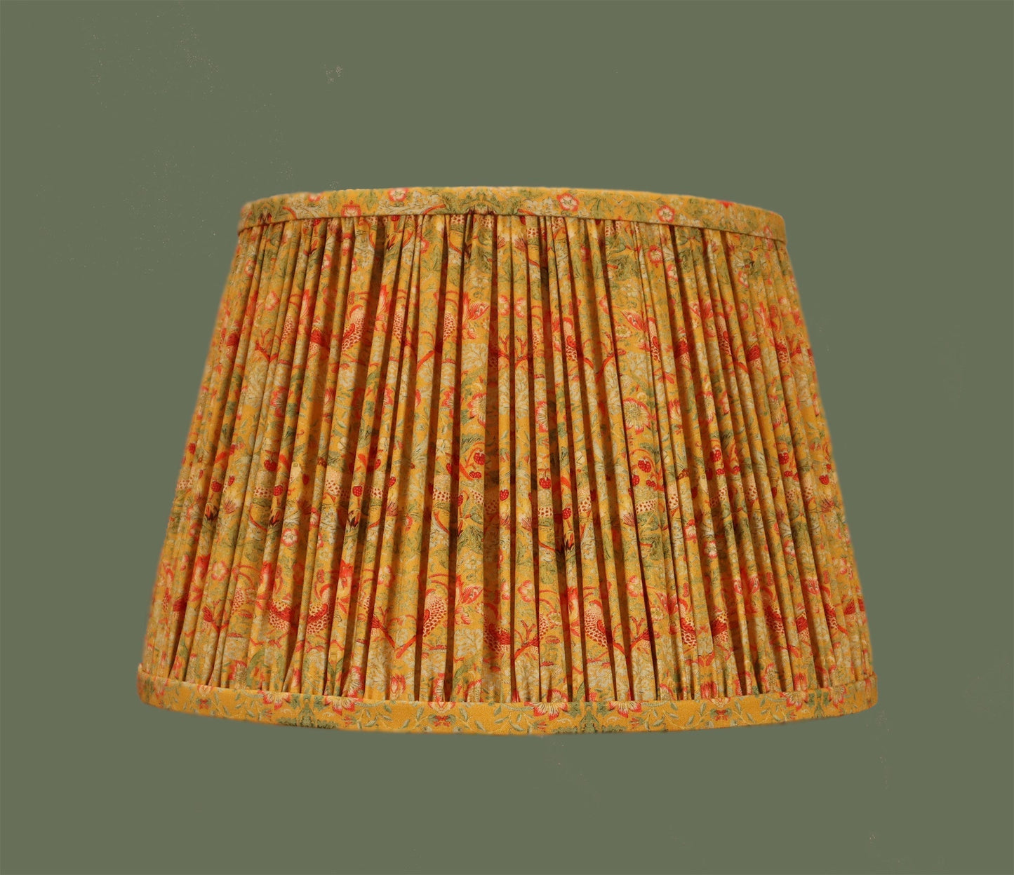 Strawberry Thief Gathered Lampshade ochre - MariaMarabellashades
