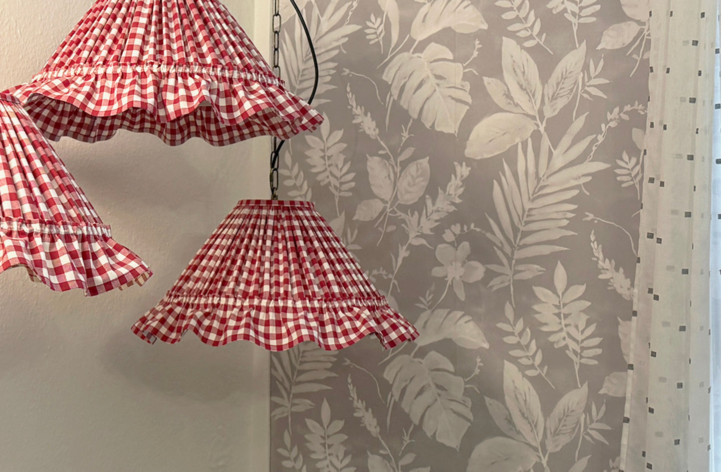 Red and white checkered lampshades, red gingham lampshades | mariamarabellashades