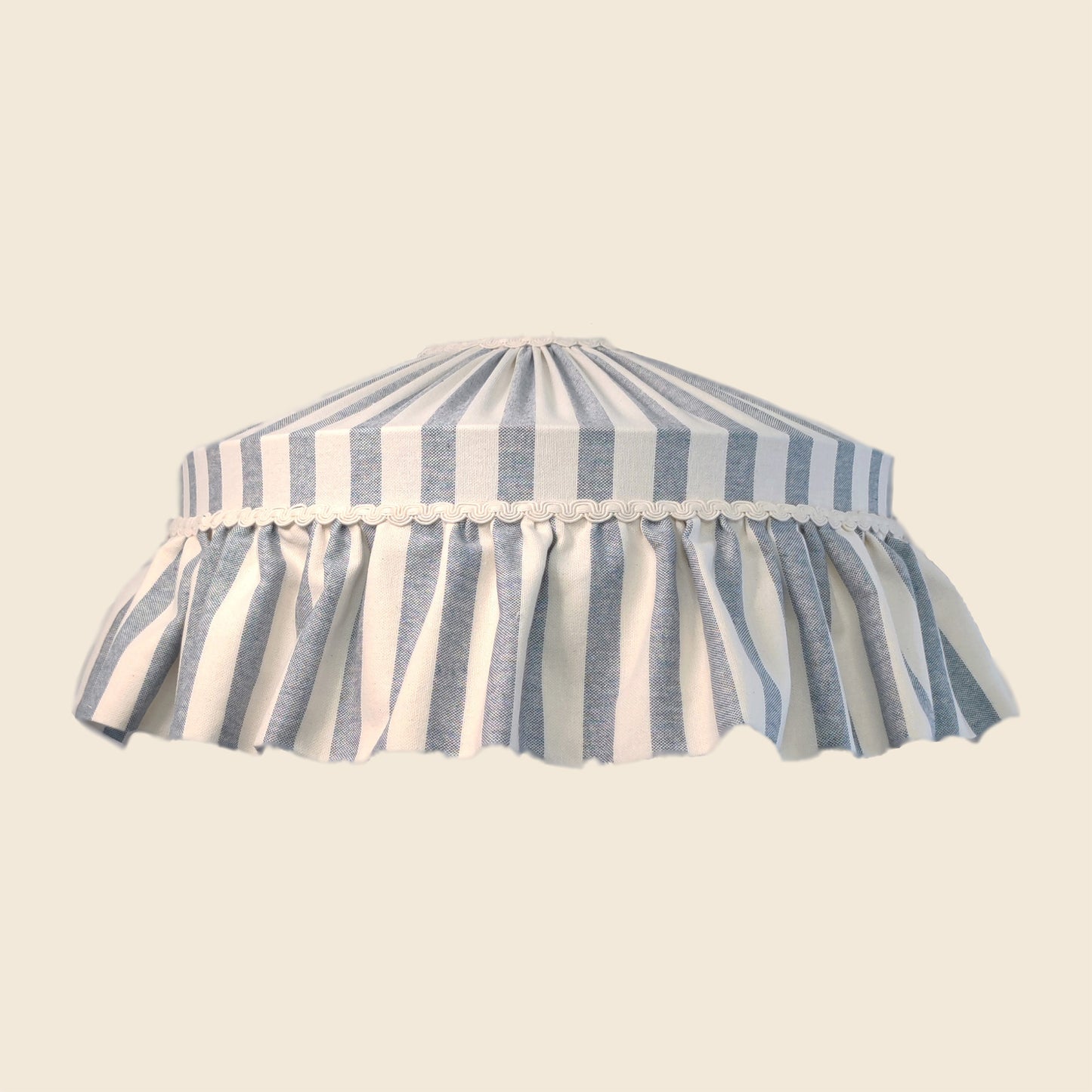 Handmade Ruffle Lampshade - Wide Blue Stripes Cotton Shade for table or ceiling light