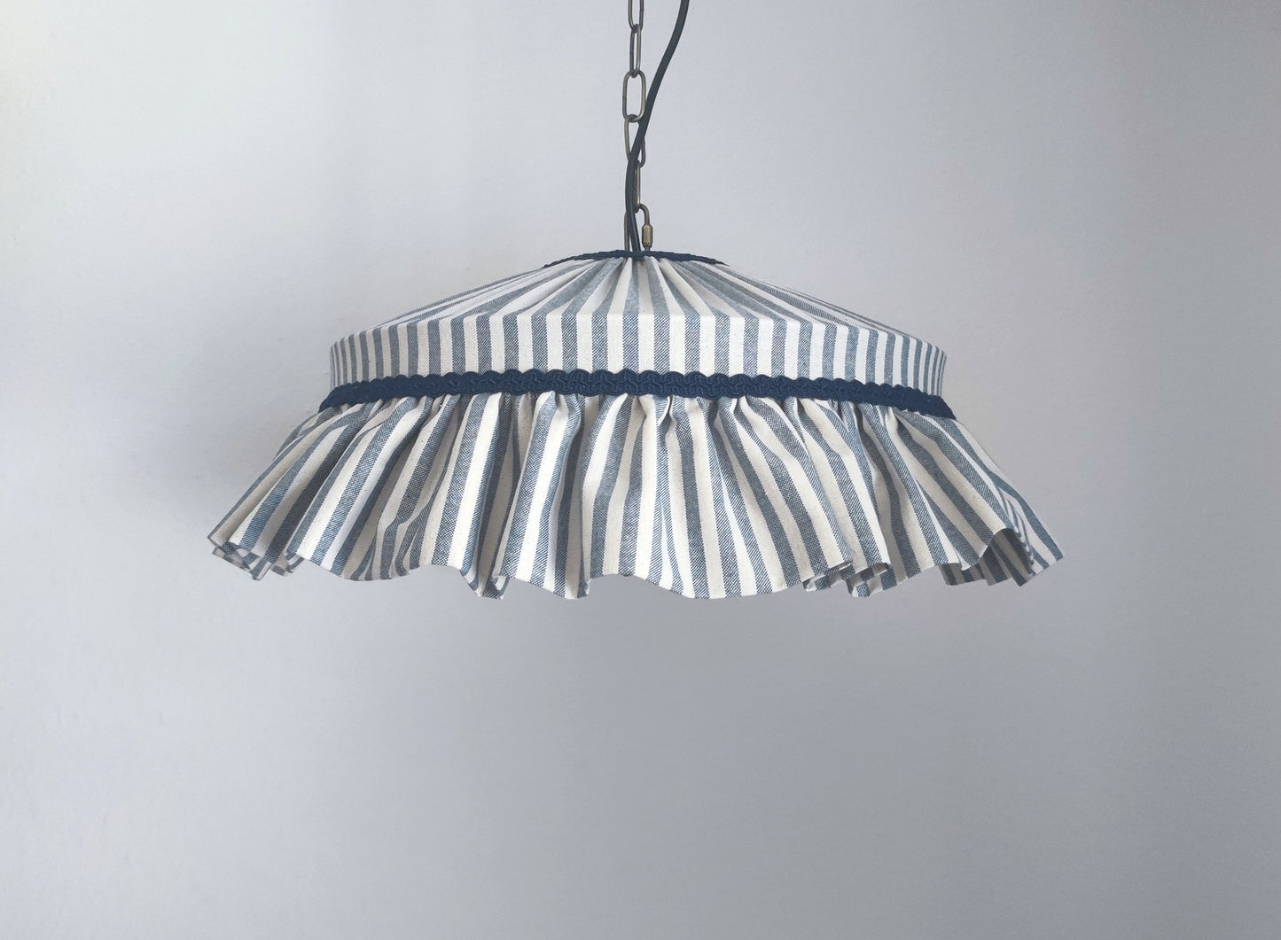 Charming striped lampshade in vintage blue 