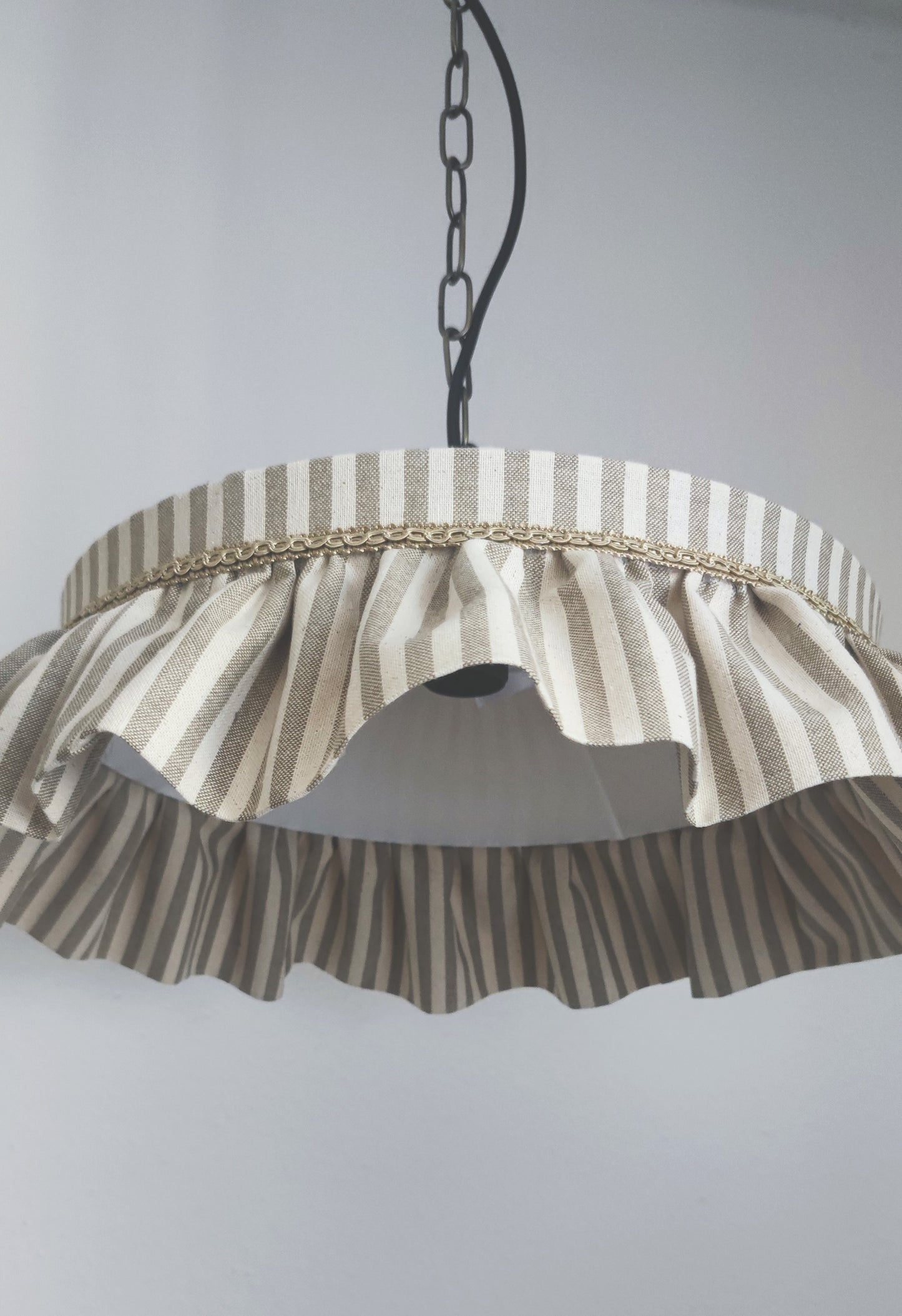 Ceiling ruffle lampshade in beige fully lined