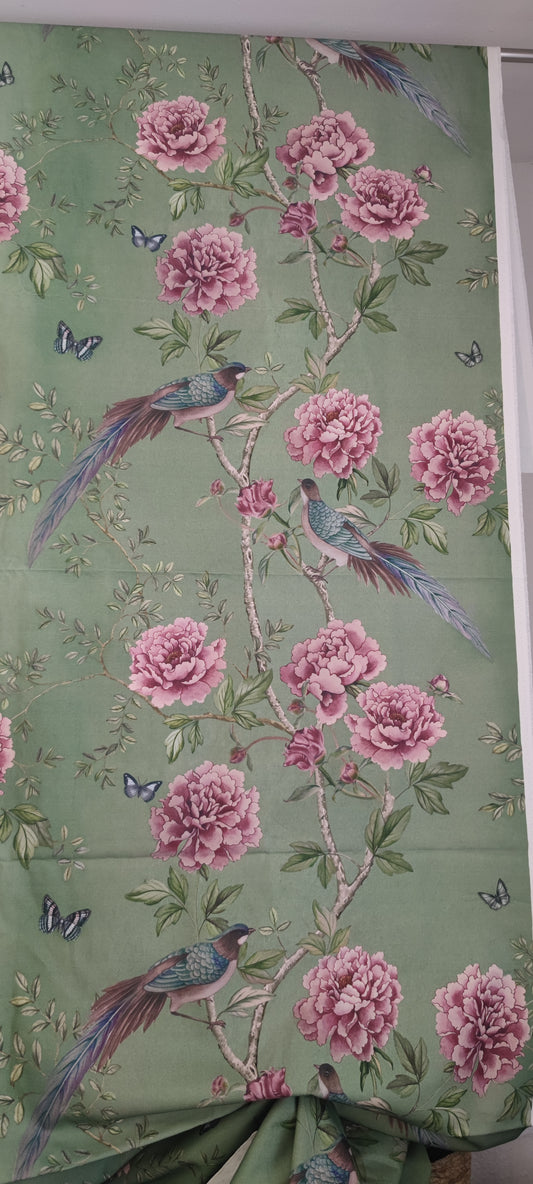 Custom Lampshades Chinoiserie fabrics jade and blush