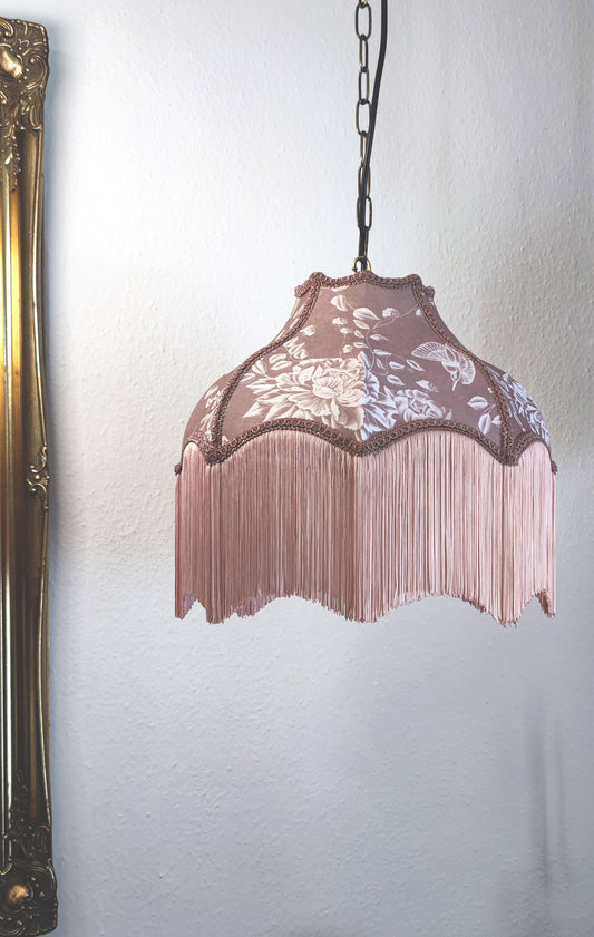 Chinoiserie fringed lampshade blush