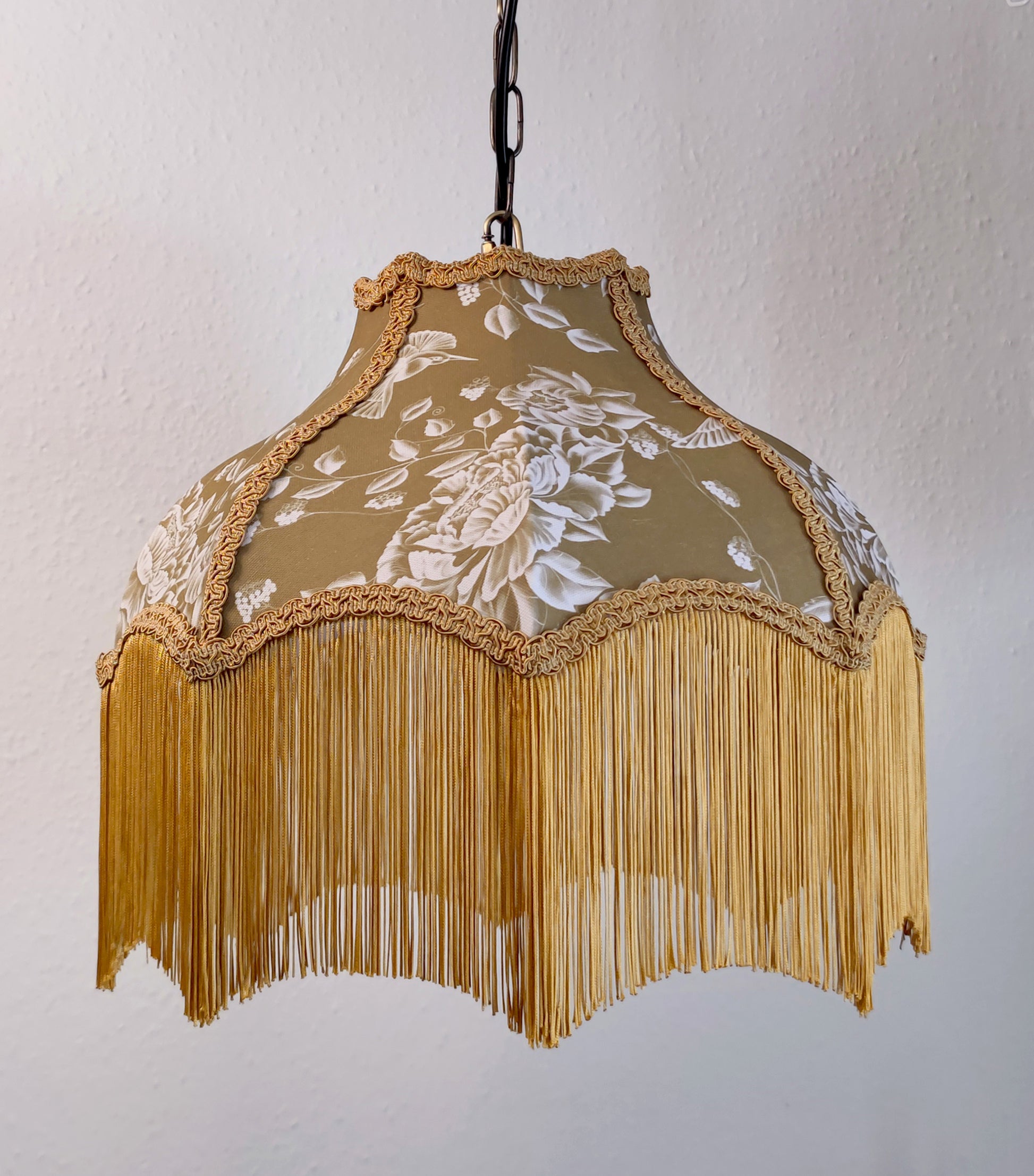 Chinoiserie fringed lampshade gold