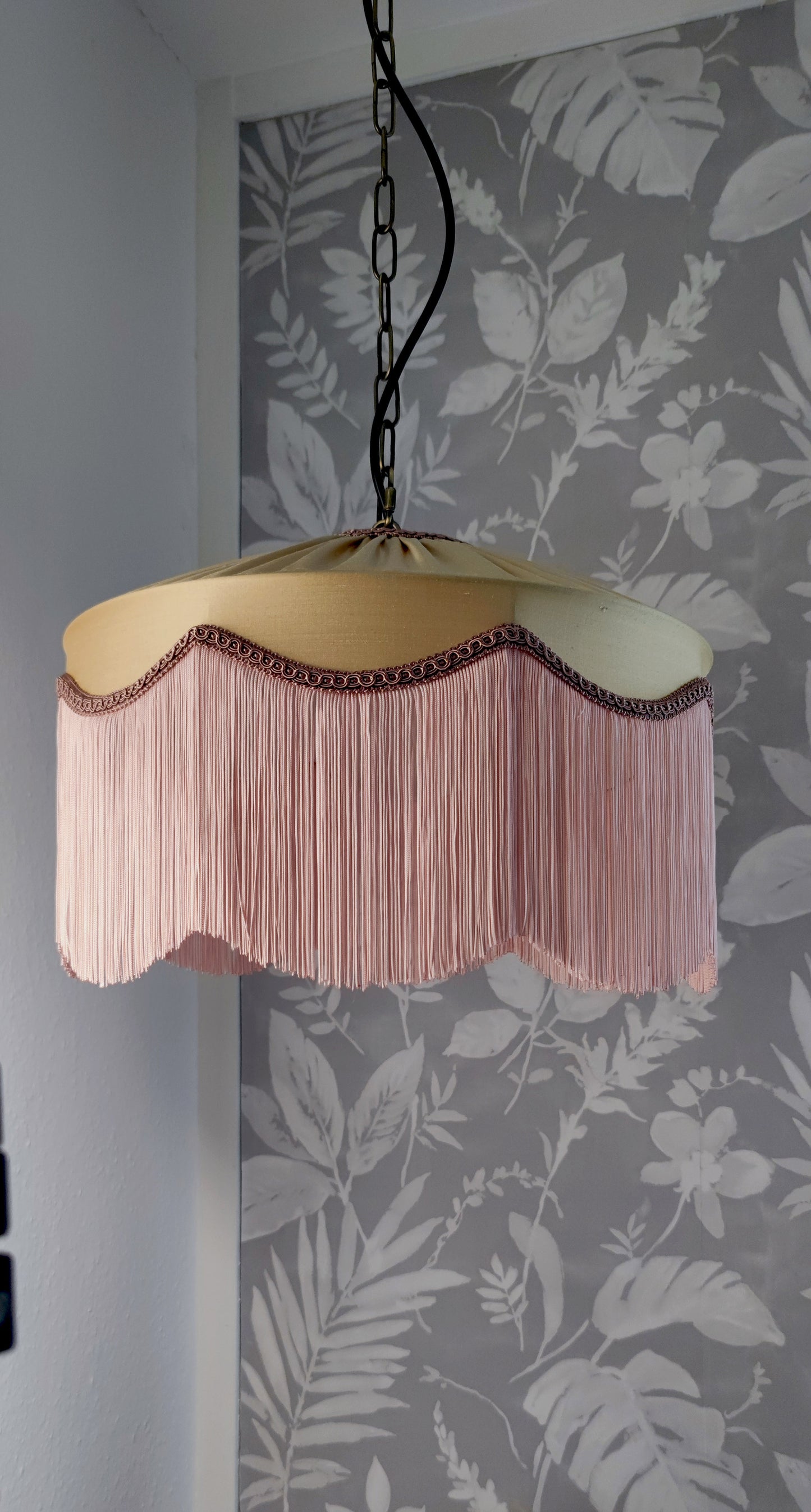 Gold silk fringed lampshade - MariaMarabellashades