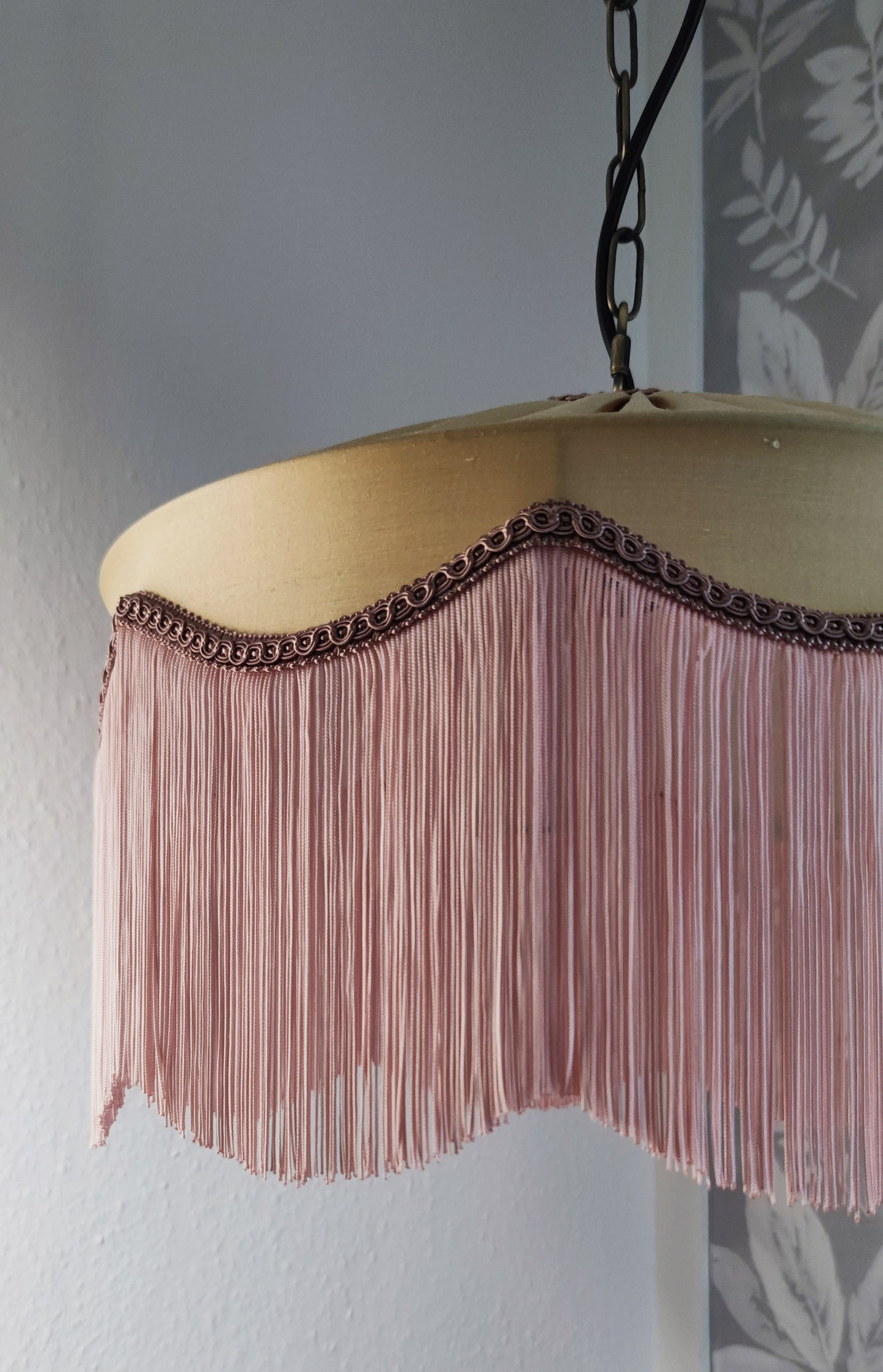 Light gold silk lampshade with fringe - MariaMarabellashades