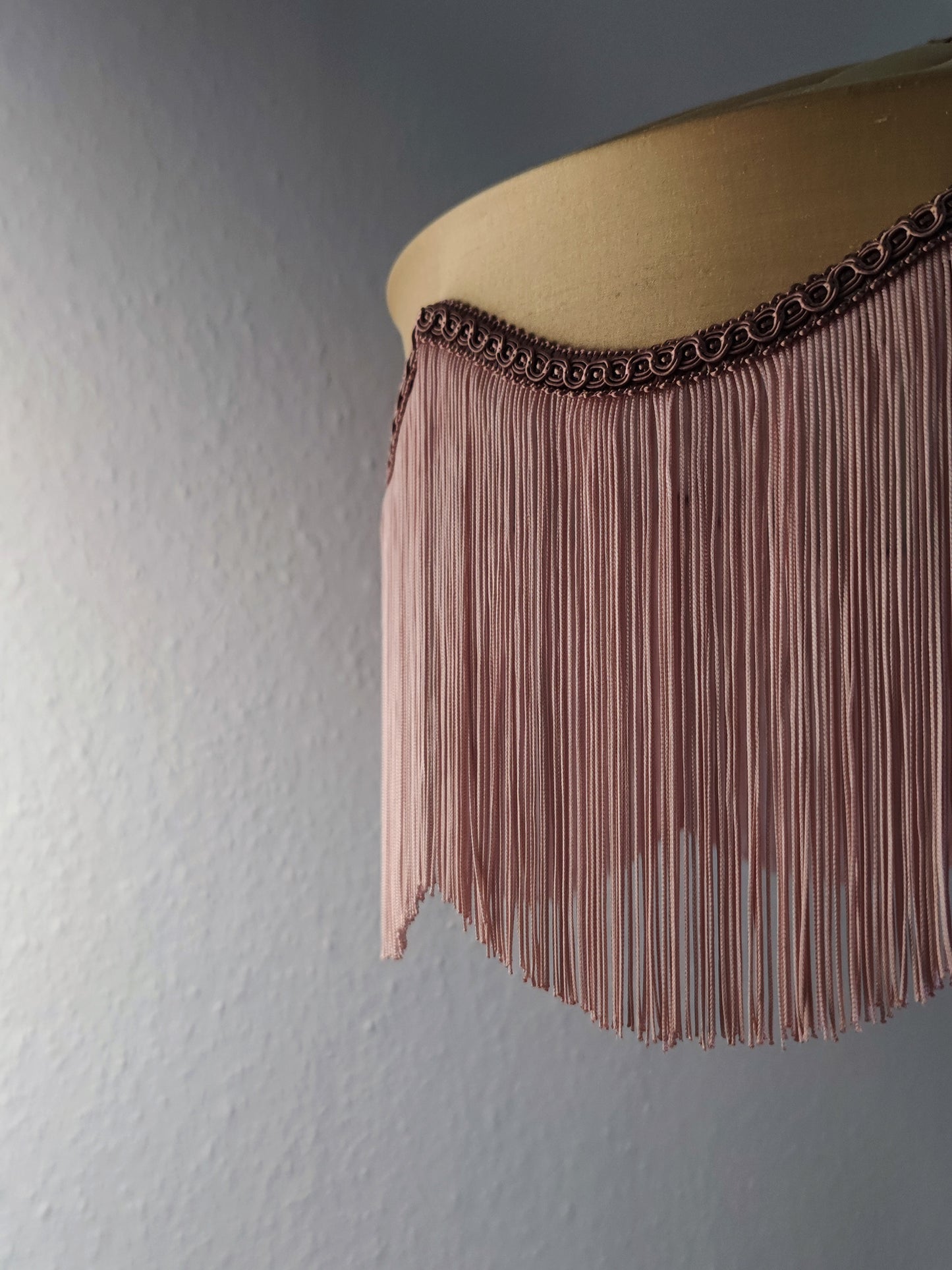 Light gold silk lampshade with fringe - MariaMarabellashades