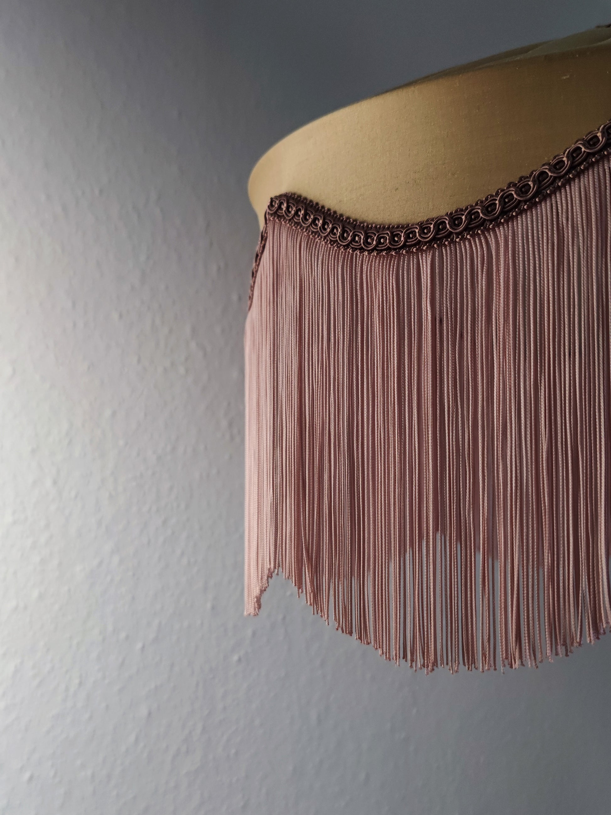 Light gold silk lampshade with fringe - MariaMarabellashades