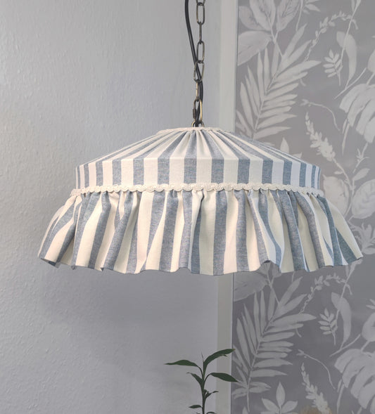 Ruffle lampshade blue stripes - MariaMarabellashades