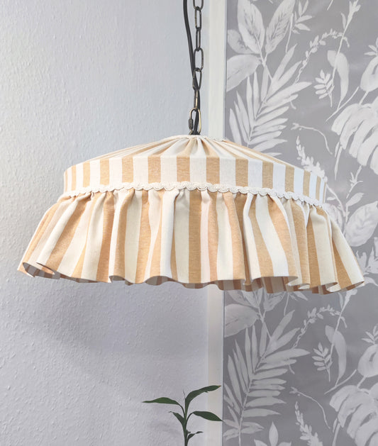 Ruffle lampshade mustard stripes - MariaMarabellashades