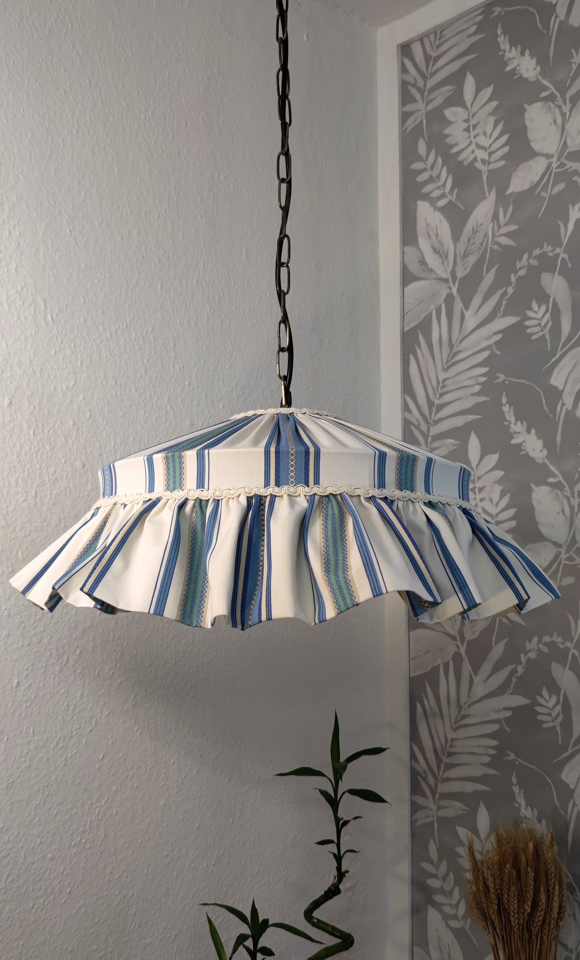 Ruffle handstitched cotton lampshade