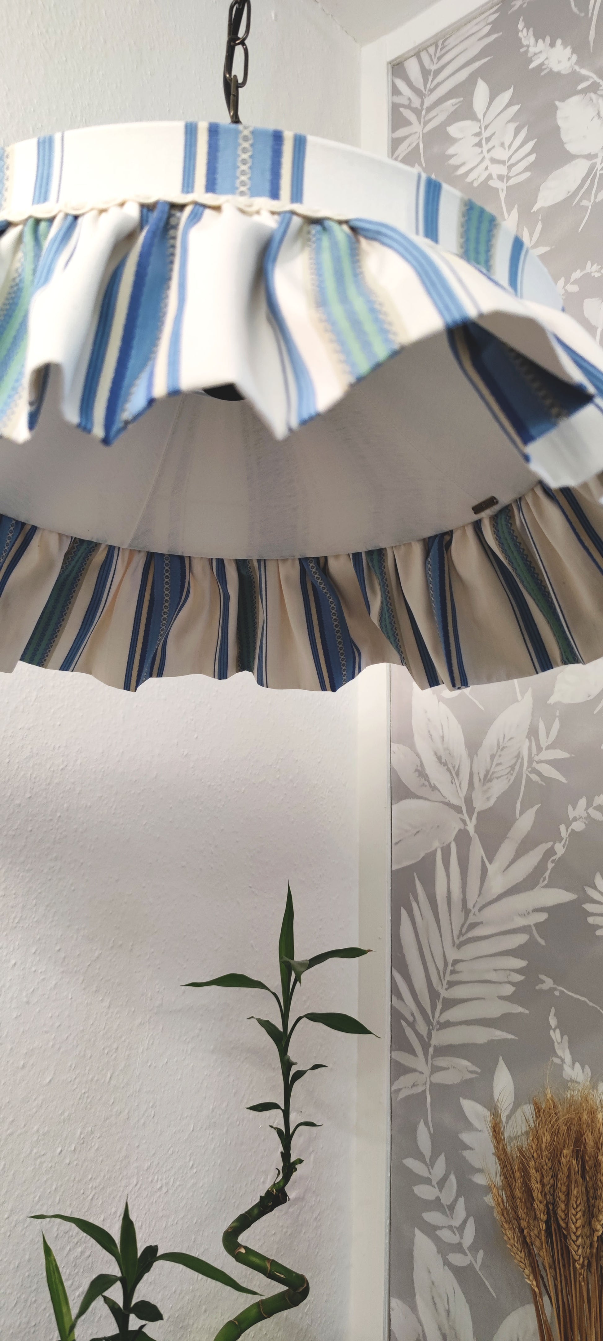 Ruffle handstitched cotton lampshade