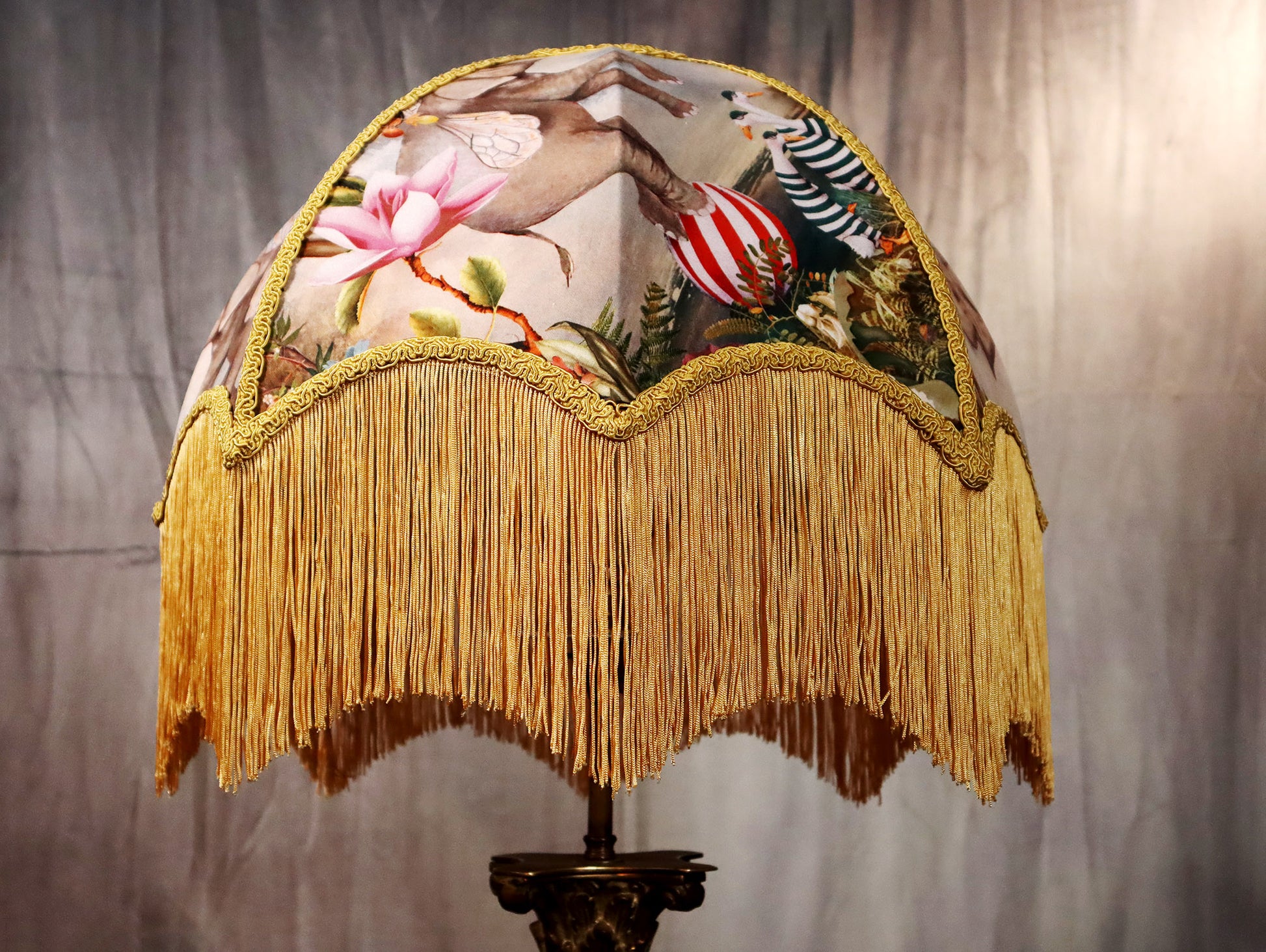 Printed Fringed Fantasy Lampshade - MariaMarabellashades