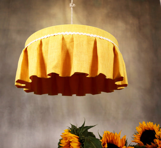 Sunflower linen rustic lampshade  - MariaMarabellashades