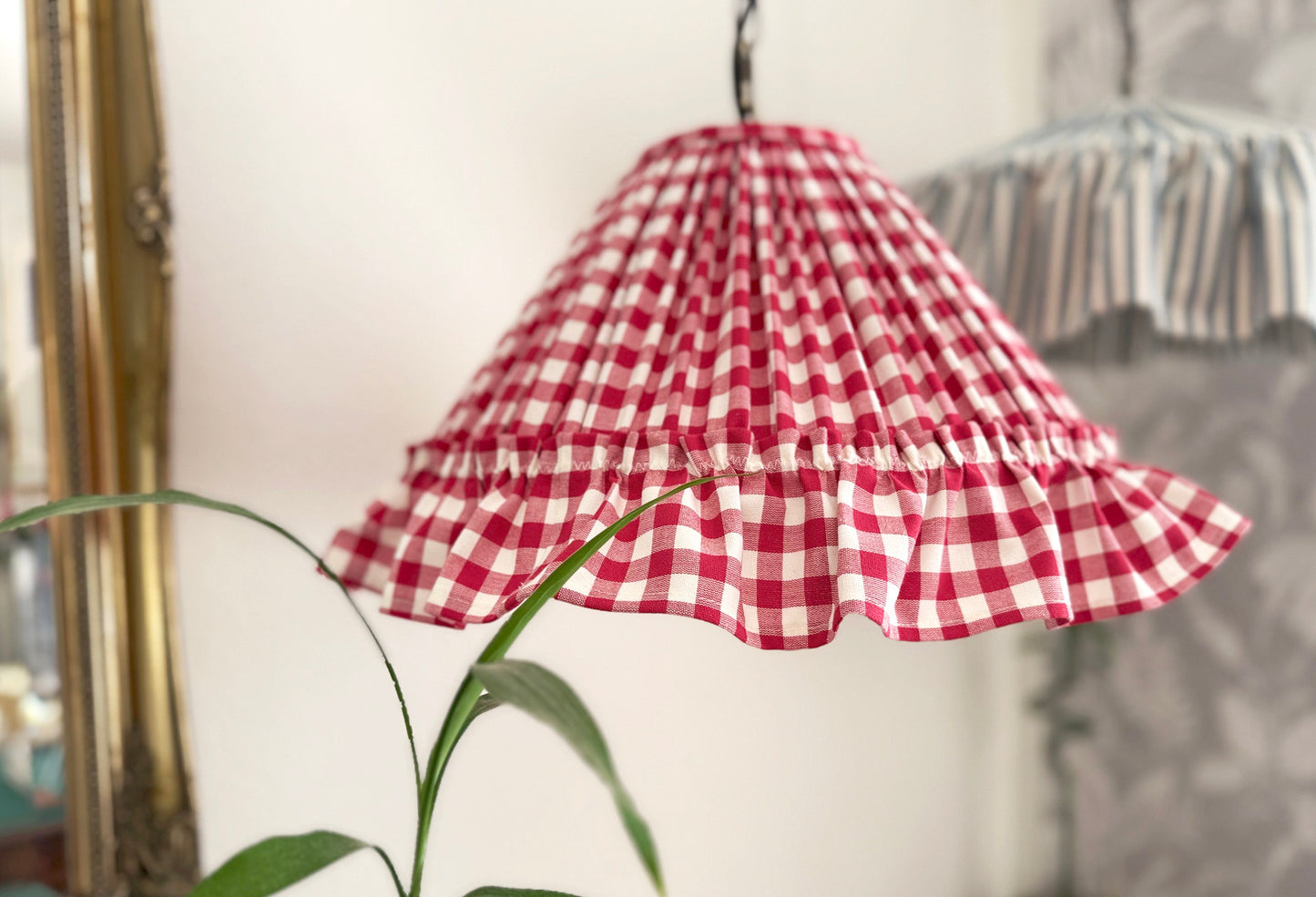 Rustic gingham lampshade