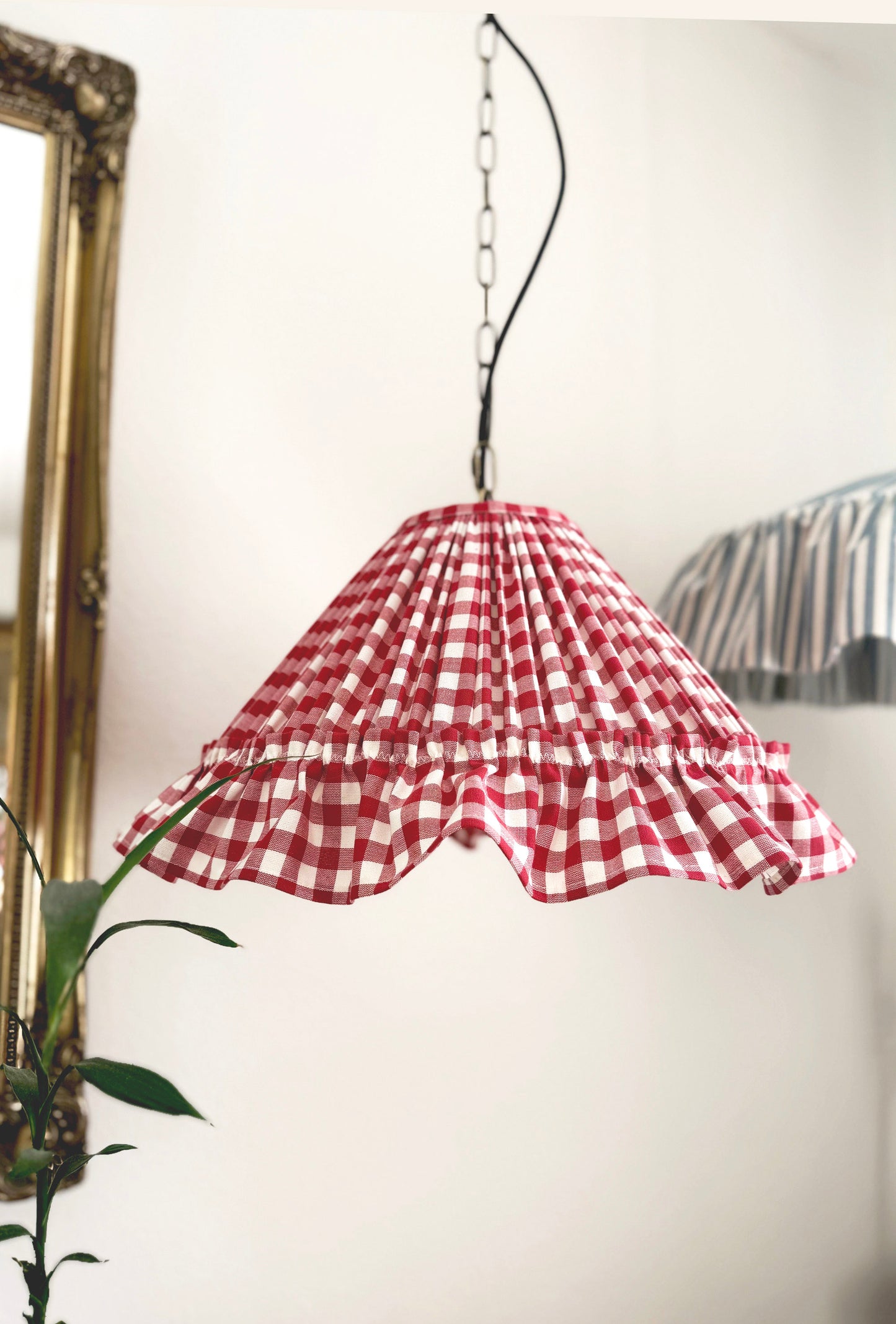 Rustic gingham lampshade