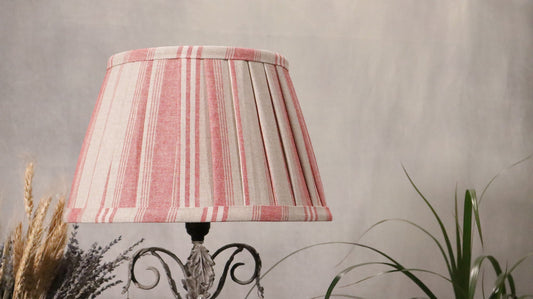 Pleated Lampshade red stripes - MariaMarabellashades