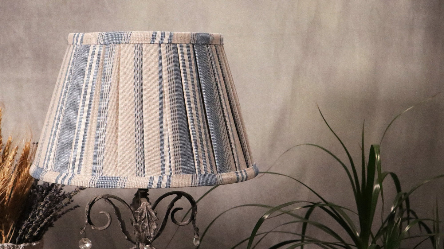 Pleated Lampshade blue stripes - MariaMarabellashades