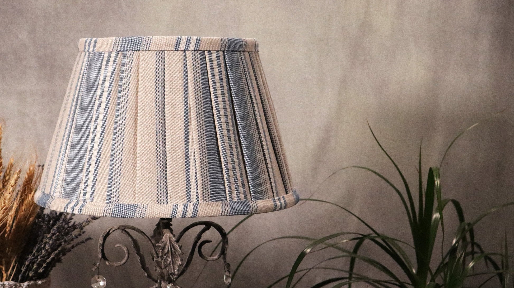 Pleated Lampshade blue stripes - MariaMarabellashades