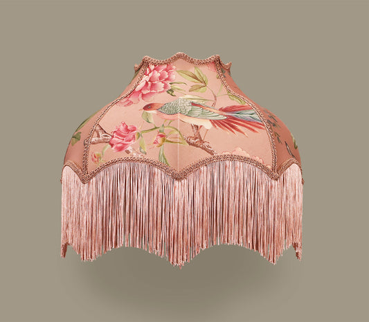 Chinoiserie fringed lampshade blush