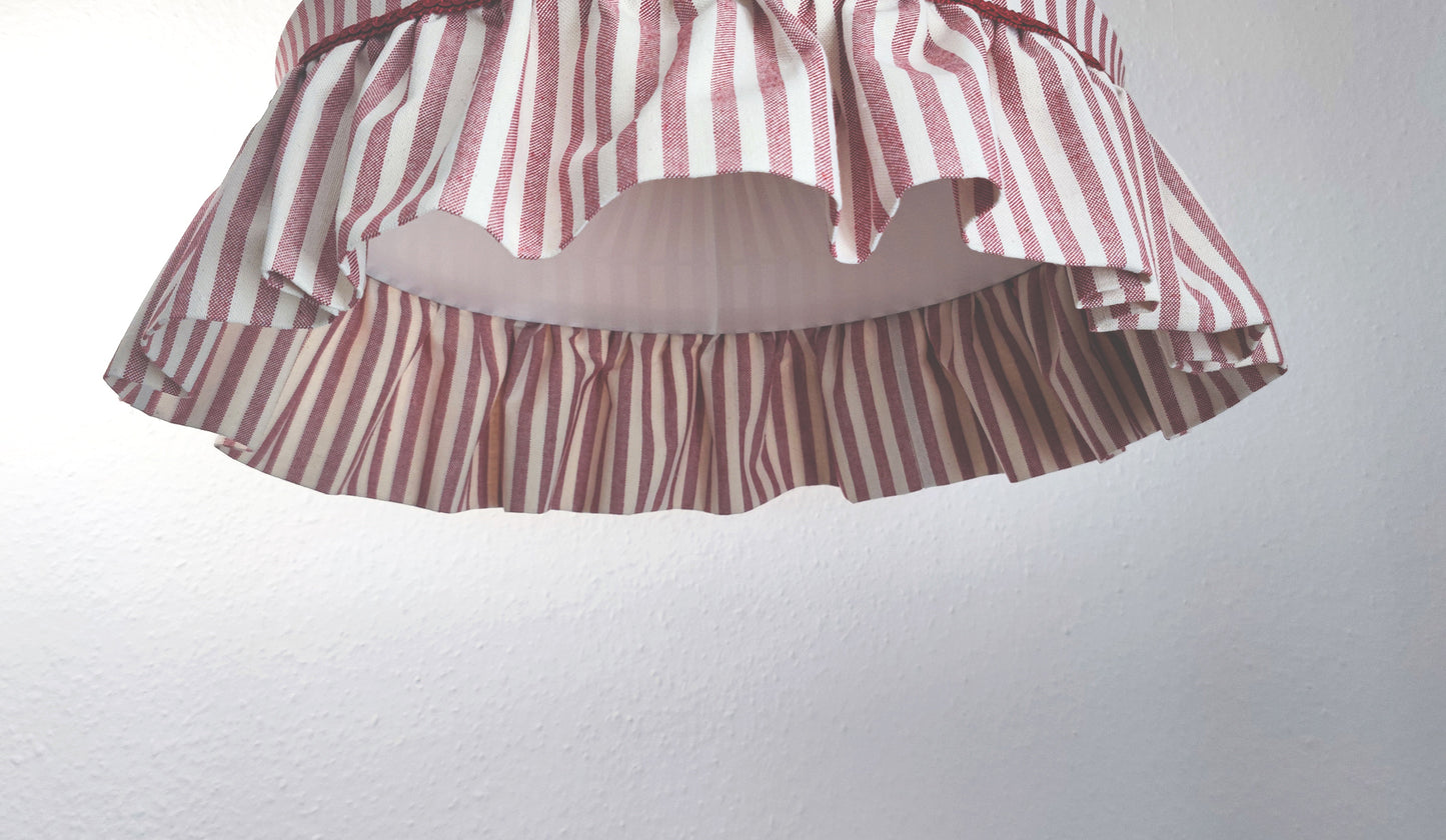 Ruffle lampshade red striped- MariaMarabellashades
