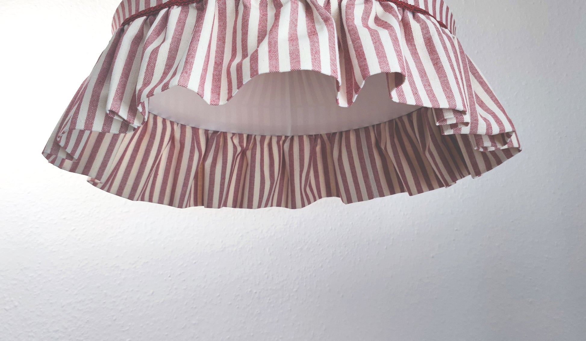 Ruffle lampshade red striped- MariaMarabellashades