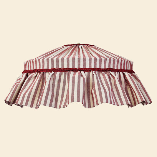Handmade Ruffle Lampshade - Red Striped Cotton Shade for table or ceiling light