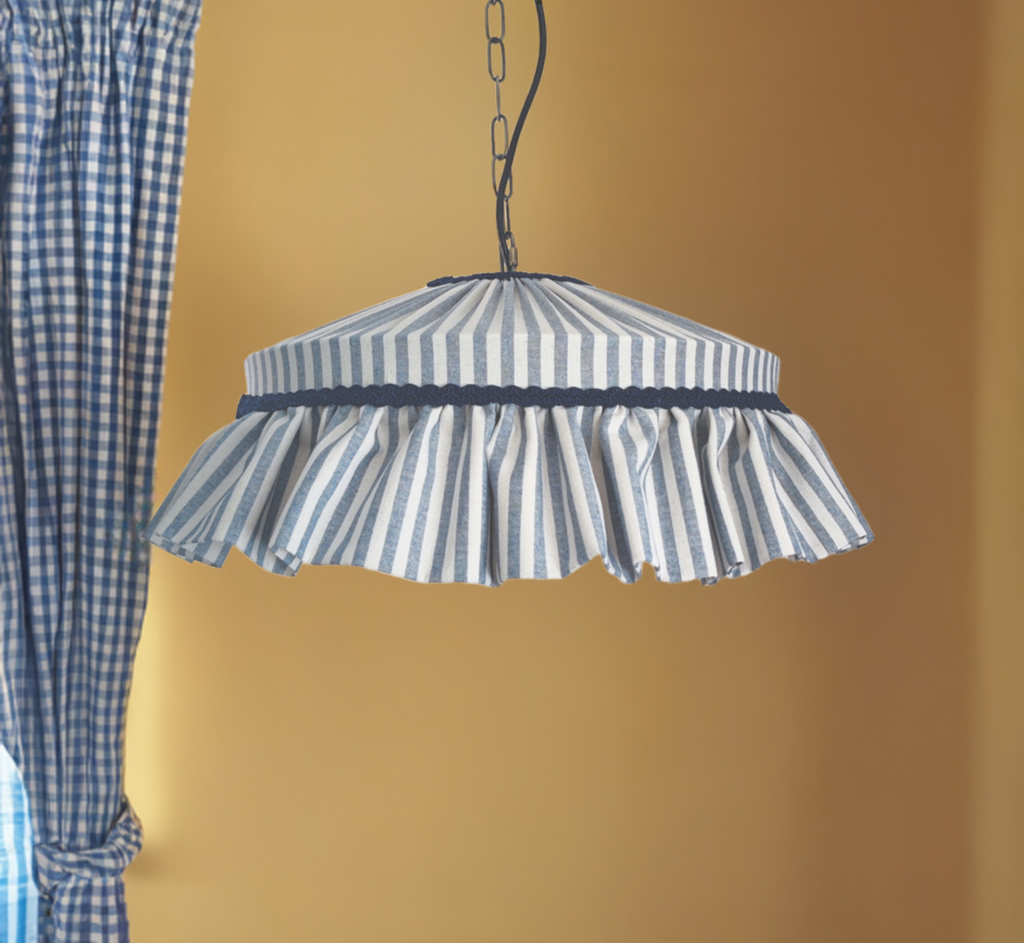 cottage lampshade with ruffles in cosy room