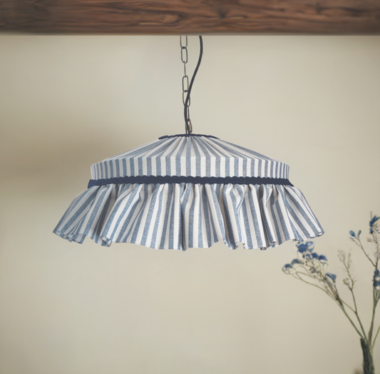 Ruffle lampshade blue stripes - MariaMarabellashades