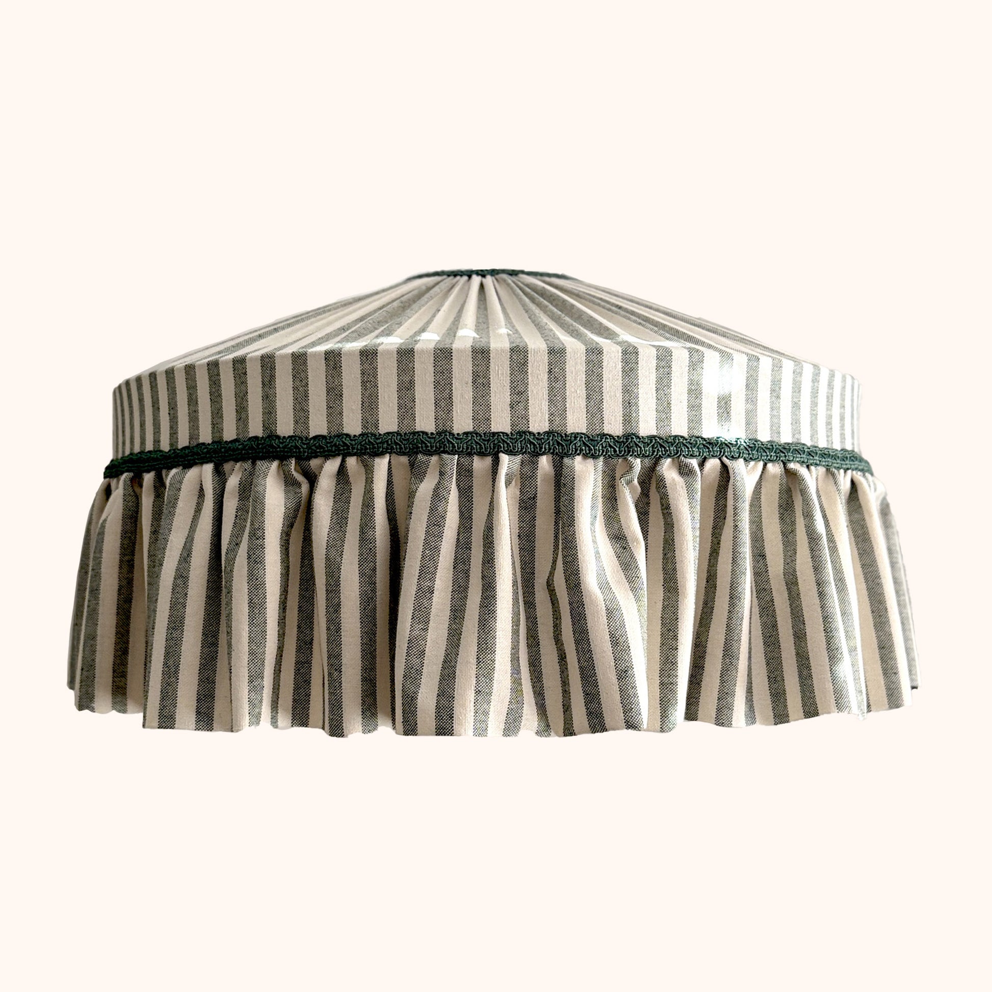 Striped fabric skirt lampshade ruffled