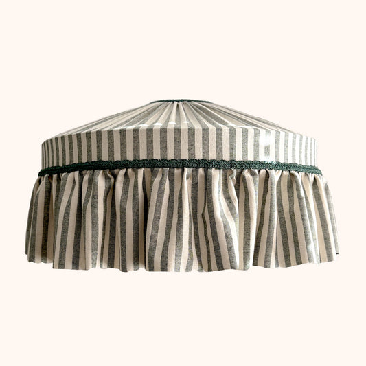 Striped fabric skirt lampshade ruffled